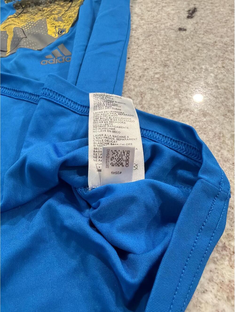 Adidas Boys Large Blue Graphic T-Shirt - Picture 5 of 8